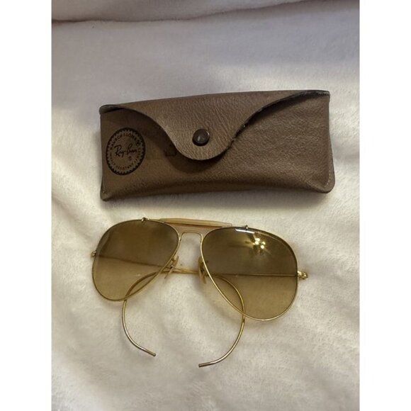 Vintage B&L Ray-Ban Outdoorsman Aviator Gold B-15 Brown Lens Sunglasses USA - Picture 3 of 4